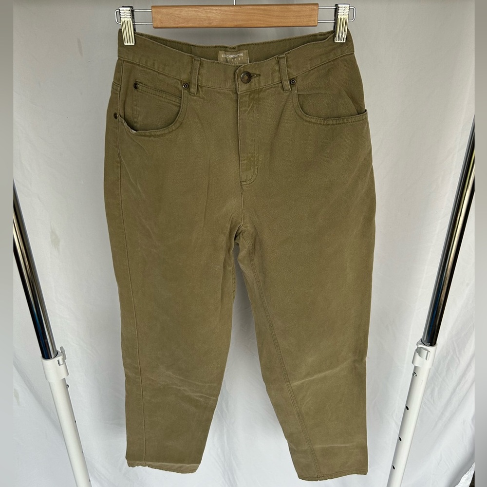 Vintage Liz Claiborne Wheat High Rise Pinched Waist Straight Leg Jeans size 8R - Picture 3 of 8